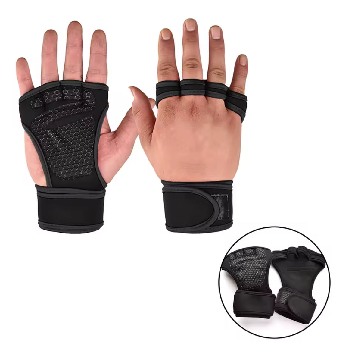 💪Fitness gloves with wrist fixation - adjustable strap, non-slip coating, wrist protection