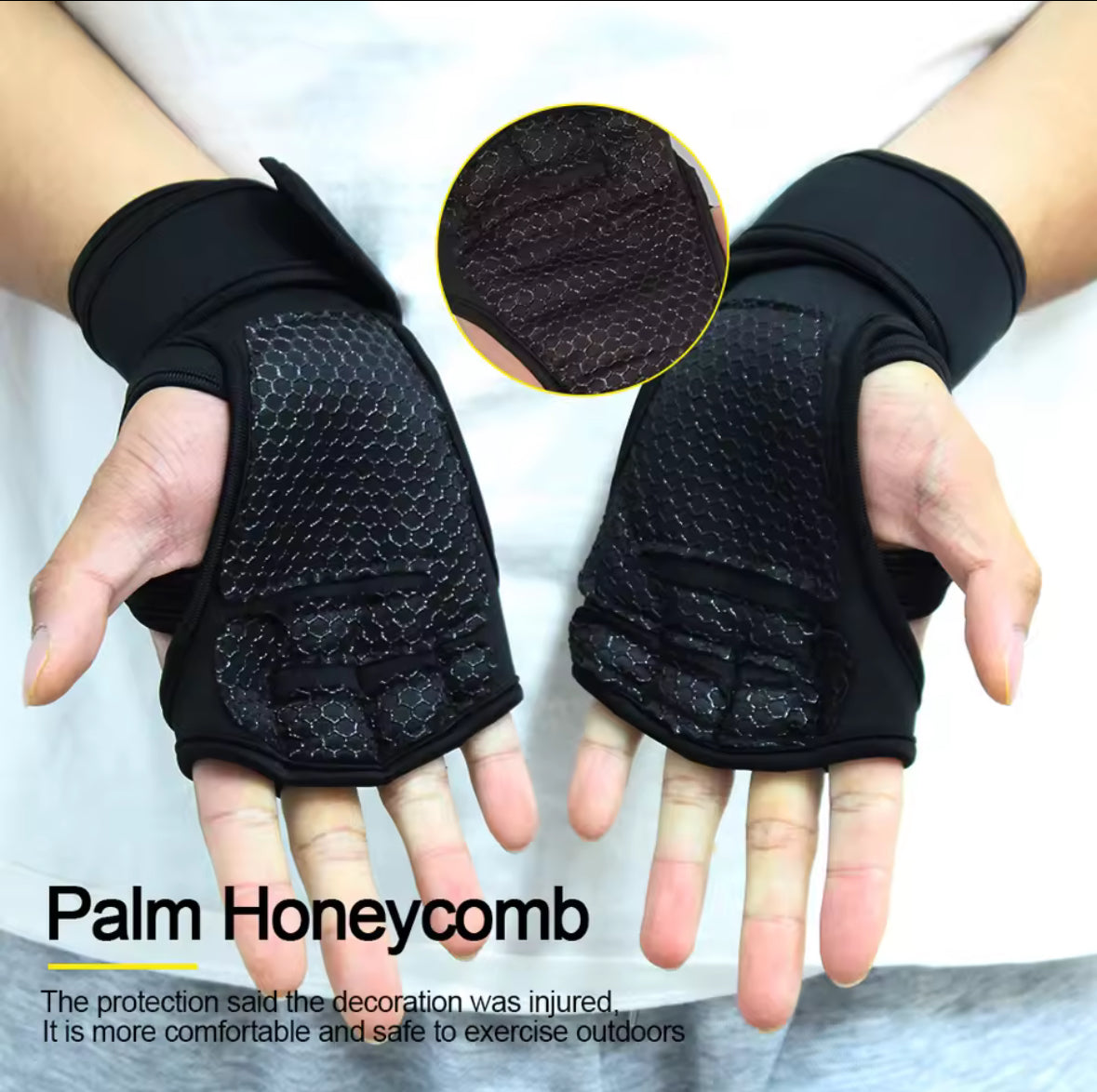 💪Fitness gloves with wrist fixation - adjustable strap, non-slip coating, wrist protection