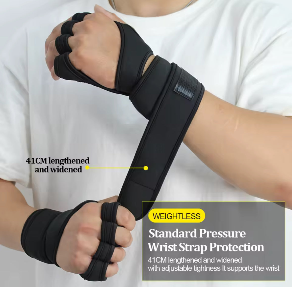 💪Fitness gloves with wrist fixation - adjustable strap, non-slip coating, wrist protection