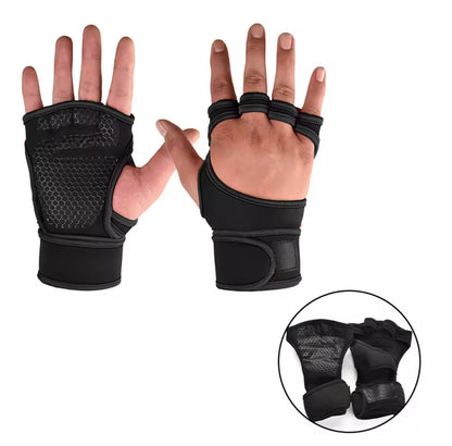 💪Fitness gloves with wrist fixation - adjustable strap, non-slip coating, wrist protection