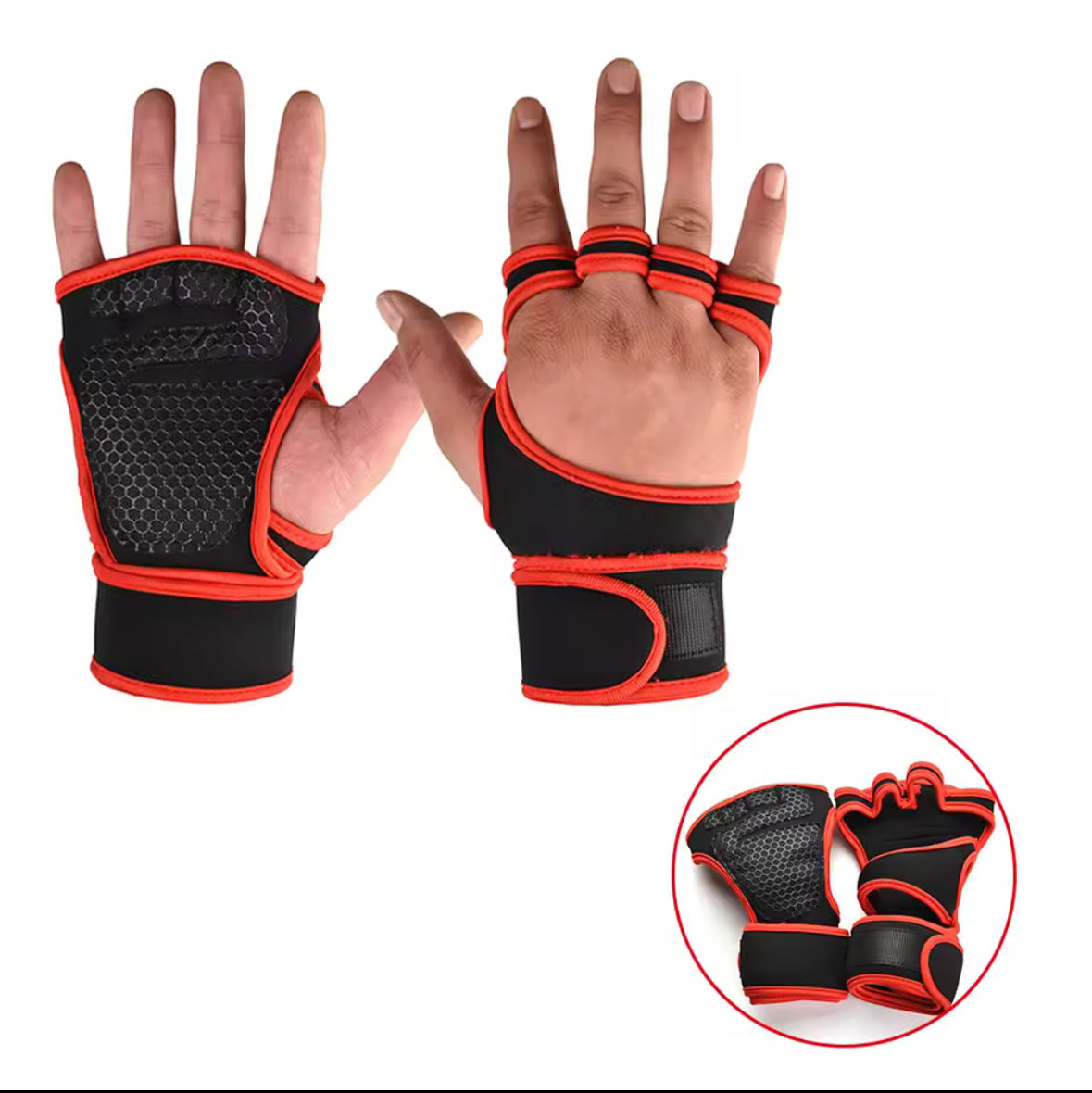 💪Fitness gloves with wrist fixation - adjustable strap, non-slip coating, wrist protection