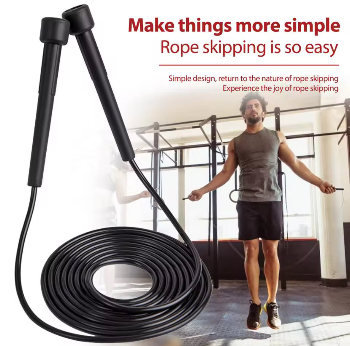 Premium black jump rope - speed, endurance and full-body conditioning